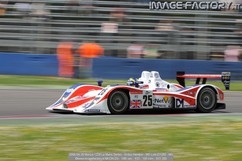 2008-04-26 Monza 1229 Le Mans Series - Erdos-Newton - MG Lola EX265 - MG.jpg